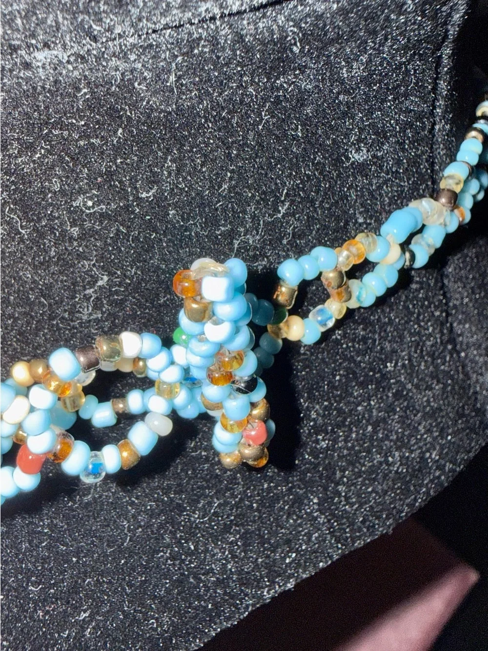 Stunning Handmade Beaded Statement Necklace with Turquoise, Purple and Amber